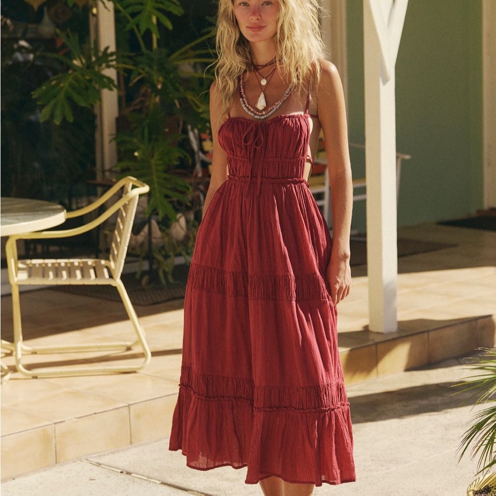 Free People Taking Sides Maxi Dress - Red